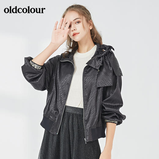 oldcolour2021秋季商场同款休闲长袖短外套棒球衫女N31041143 商品图3