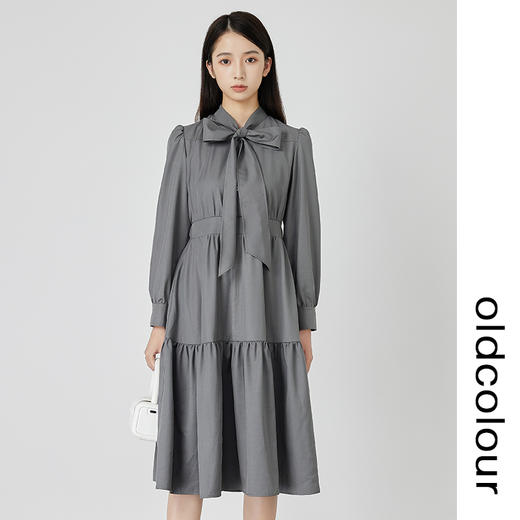 oldcolour法式复古连衣裙2022秋季新款设计感小众收腰气质蛋糕裙 商品图2