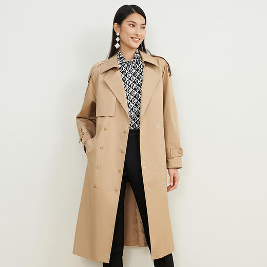 EITIE爱特爱秋季新款女装气质修身纯色风衣女中长款6704406 商品图2