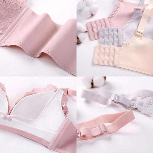 内康妈咪蕾丝哺乳文胸无痕纯棉薄无钢圈喂奶孕妇内衣肤色/紫色 商品图4