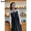 NEELLY纳俪韩系翻领连衣裙女中长款收腰抽绳长袖A字裙百搭时尚N22074Y03306 商品缩略图3