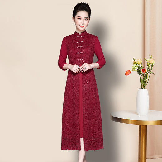 中老年女装新款气质婚宴婚礼喜庆连衣裙妈妈婆婆装LC2063 商品图4