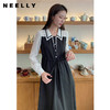 NEELLY纳俪韩系翻领连衣裙女中长款收腰抽绳长袖A字裙百搭时尚N22074Y03306 商品缩略图2