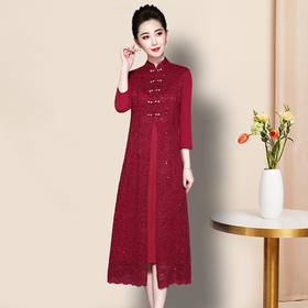 中老年女装新款气质婚宴婚礼喜庆连衣裙妈妈婆婆装LC2063