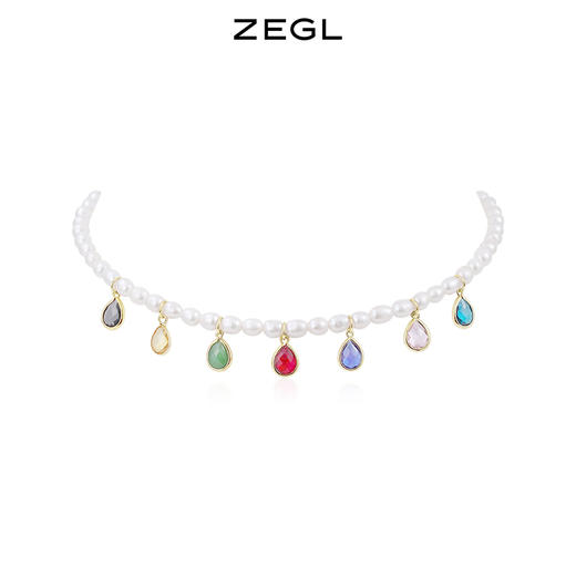 ZEGL淡水珍珠七彩项链女夏轻奢小众彩色巴洛克复古小米珠锁骨颈链 商品图0