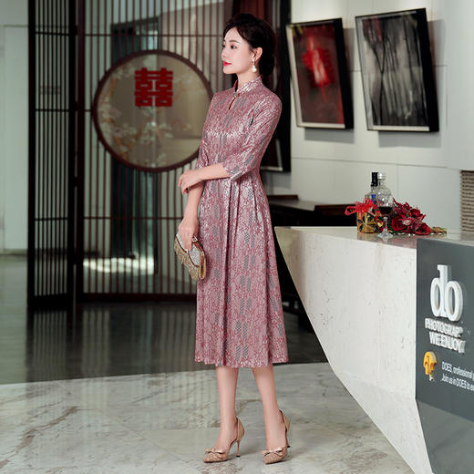 WD-WZ400秋天旗袍改良蕾丝连衣裙订婚婚宴礼服喜婆婆婚宴装 商品图2