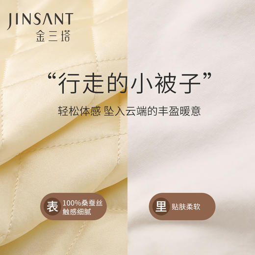 金三塔女士真丝夹棉撞色睡袍 秋冬轻盈保暖宽松加厚家居服 YSFCD101 商品图4