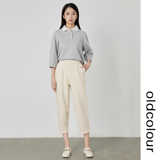 oldcolour休闲运动哈伦裤2022秋新款宽松百搭直筒七分锥形卫裤女 商品图2