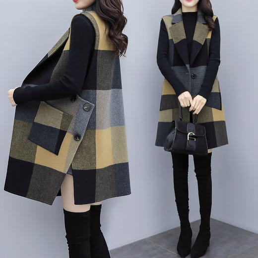 TZW-新款女装韩版中长款马夹时尚修身显瘦气质外套毛呢马甲女 商品图6