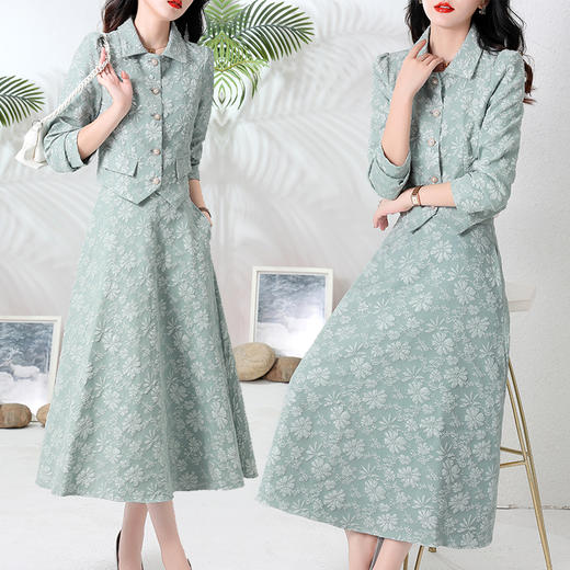 时尚套装，秋季新款女装气质优雅提花两件套HR-LNS9586 商品图3