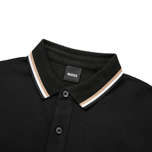 HUGO BOSS 雨果博斯 2023春夏新品 男士LOGO徽标短袖POLO衫 黑色 商品图3