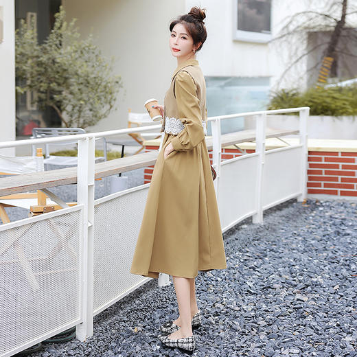 法式新款，马甲长袖连衣裙修身显瘦时尚气质拼接蕾丝两件套裙HR-XMYR2262 商品图4