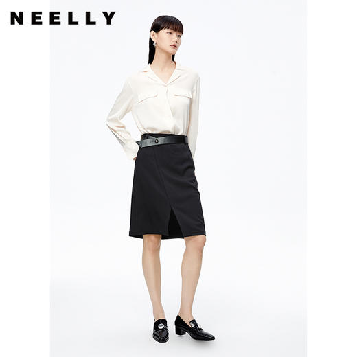 NEELLY纳俪商场同款秋季衬衫女单排扣长袖上衣百搭休闲简约通勤N22091B01129 商品图1