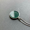 高冰种蓝水翡翠平安无事牌圆牌18k白金镶嵌 商品缩略图3