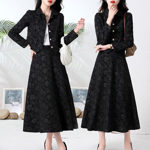 时尚套装，秋季新款女装气质优雅提花两件套HR-LNS9586 商品图1