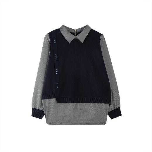 2022年新款大码假两件上衣长袖针织衫春装女士毛衣时尚打底衫洋气CC-101-35977 商品图4