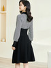 剩S/M 米思阳2024秋季新款气质千鸟格拼接针织伞裙修身显瘦连衣裙3177 商品缩略图2