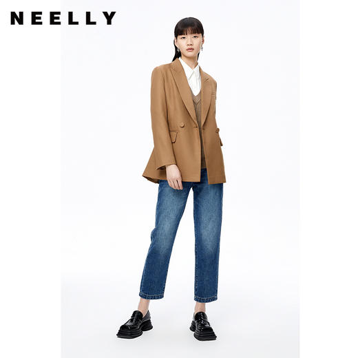 NEELLY纳俪商场同款秋季西装外套女收腰系带高级感上衣简约通勤N22092C01159 商品图1