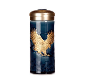 乾唐轩活瓷杯鸿图大展双层随身杯（宝石蓝描金330ML）