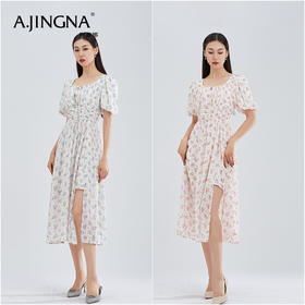 【特价不退换】阿菁娜法式田园碎花开叉雪纺连衣裙F27X212171