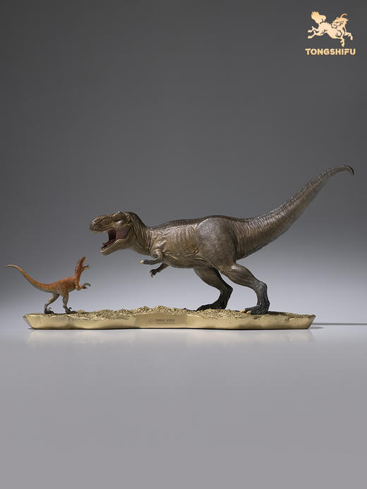 铜师傅 全铜摆件《侏罗纪世界》之霸王龙与野蛮盗龙 铜工艺品礼品 商品图3