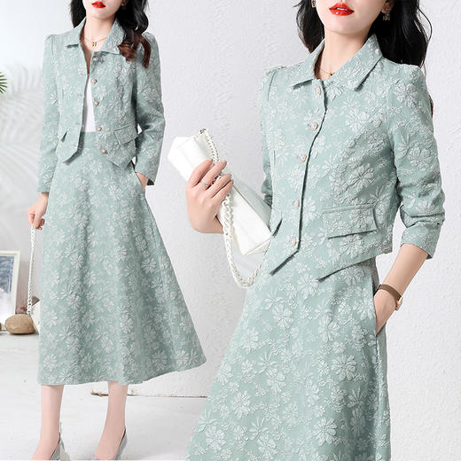 时尚套装，秋季新款女装气质优雅提花两件套HR-LNS9586 商品图0