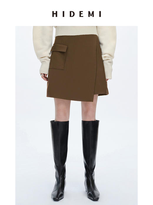 HIDEMI极简⼝袋休闲感不对称显瘦半身裙短裙 商品图12