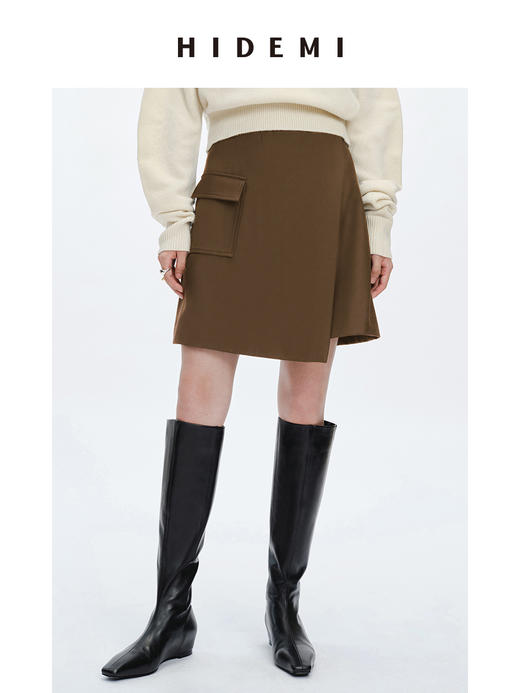 HIDEMI极简⼝袋休闲感不对称显瘦半身裙短裙 商品图13