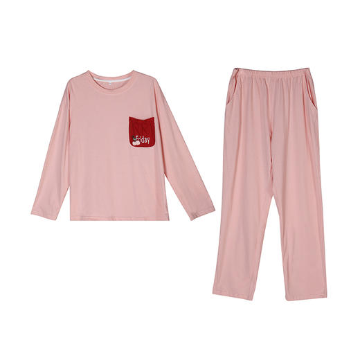 都市丽人好睡好眠女士特价棉质套装26支CVC单面薄家居服长袖睡衣LH22J0 商品图3