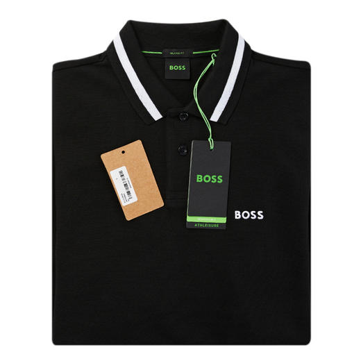 HUGO BOSS 雨果博斯 2023春夏新品 男士LOGO徽标短袖POLO衫 黑色 商品图2