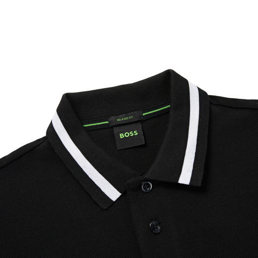 HUGO BOSS 雨果博斯 2023春夏新品 男士LOGO徽标短袖POLO衫 黑色 商品图3