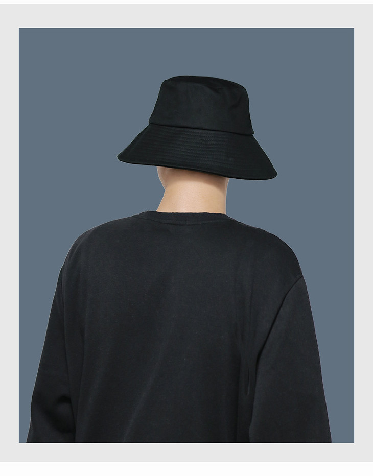 黑色渔夫帽男潮夏季帽子大头围日系防晒遮阳帽双面男士