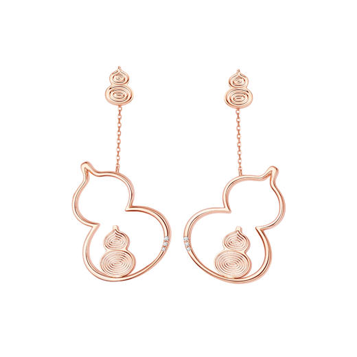 ［东方幸趣］18K玫瑰金青金石镶钻耳饰#岱川 商品图1