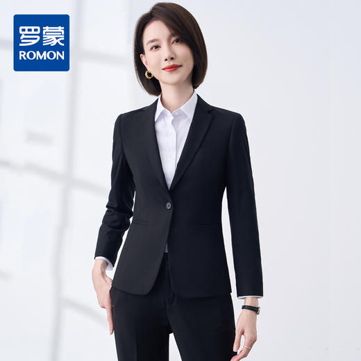 【上衣+裤子】罗蒙春秋女士西服套装职业正装商务通勤修身西装两件套 商品图0