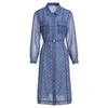乔万尼春新款蓝色印花修身优雅气质长袖雪纺连衣裙EF3E885601 商品缩略图4