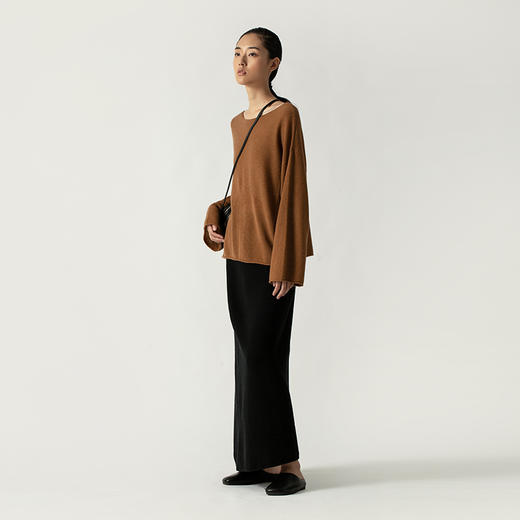 322工房气质横领纯山羊绒针织衫2022年秋冬新款休闲套头打底毛衣 商品图2