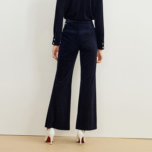 EITIE爱特爱冬季新款时尚通勤复古洋气高腰喇叭长裤女裤6705409 商品图10