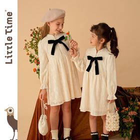 littletime女童国风礼服连衣裙春秋2022女大童新中式蕾丝旗袍长裙