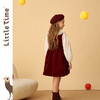 littletime女童连衣裙2022秋季新款女大童丝绒红裙儿童复古背心裙 商品缩略图3