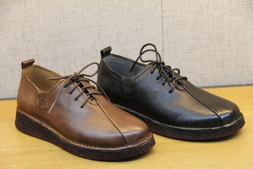 豪行秋款20392762真皮单鞋女平底舒适牛筋软底皮鞋牛皮女鞋妈妈鞋 商品图2