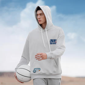 MAX% UZIS连帽卫衣男秋季休闲印花潮上衣篮球训练运动长袖[球印]