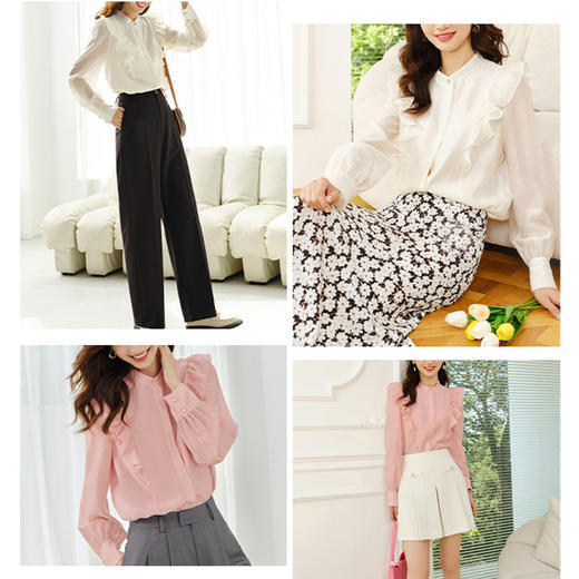 裁缝学苑AQ116 女长袖衬衫纸样女装木耳边泡泡袖立领衣服样板打版 商品图2