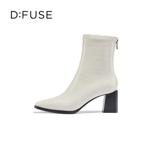 DFuse迪芙斯秋季新款方头鳄鱼纹粗跟短靴女DF24116048 商品图8