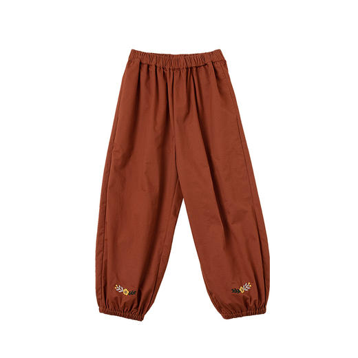 littletime女童裤子春秋2022原创绣花图案长裤新款儿童休闲阔腿裤 商品图5