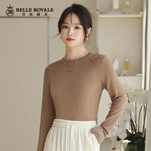 皇家丽美春秋女装基础款纯色圆领套头长袖打底衫SZ2651 商品图1