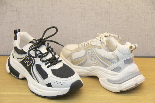 豪行2022年春季新22147726圆头休闲运动女鞋透气时尚小白鞋老爹鞋 商品图4