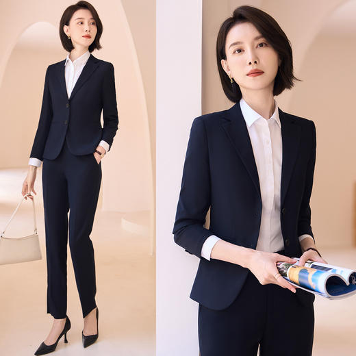 【上衣+裤子】罗蒙春秋西服套装女士正装商务通勤职业工装修身西装女 商品图5