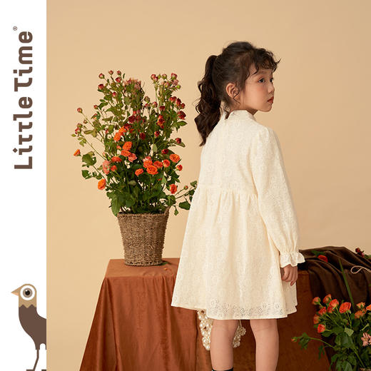 littletime女童国风礼服连衣裙春秋2022女大童新中式蕾丝旗袍长裙 商品图2