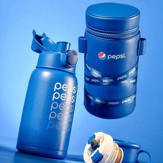 BEDDYBEAR杯具熊 四叶草儿童保温杯直饮背带成人不锈钢水杯百事蓝丝绒 630ml 商品图2