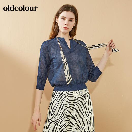 oldcolour秋季商场同款中袖薄款针织衫女N31052131 商品图4